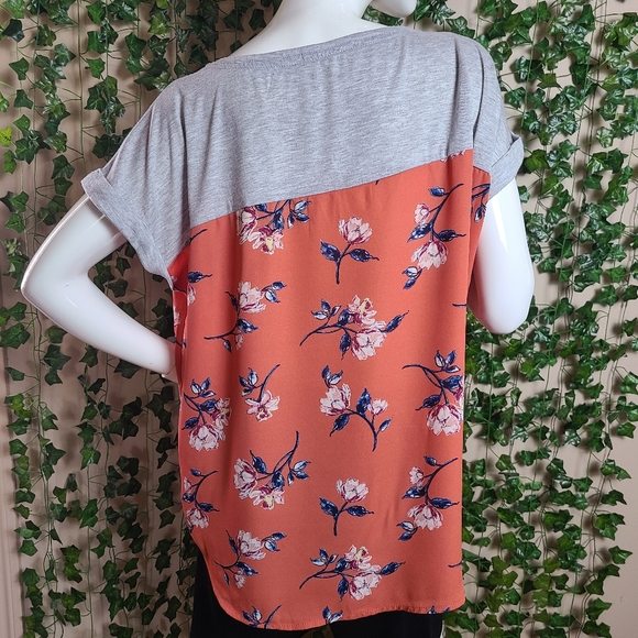 Rewind Women's Pink Boho Floral Roll-up Sleeves Lightweight Top - Picture 4 of 12